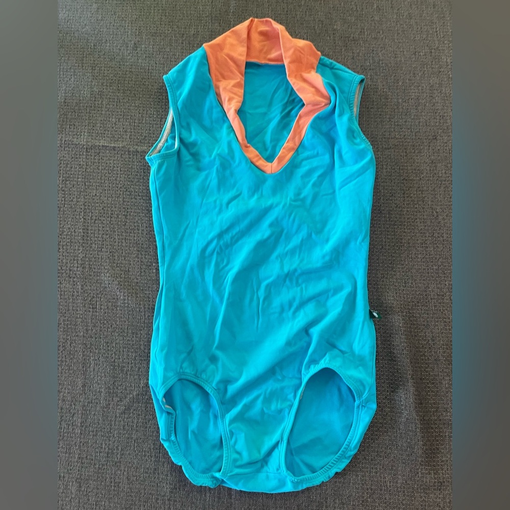 Blue Retired Luckyleo Orange Trim Leotard Size Small